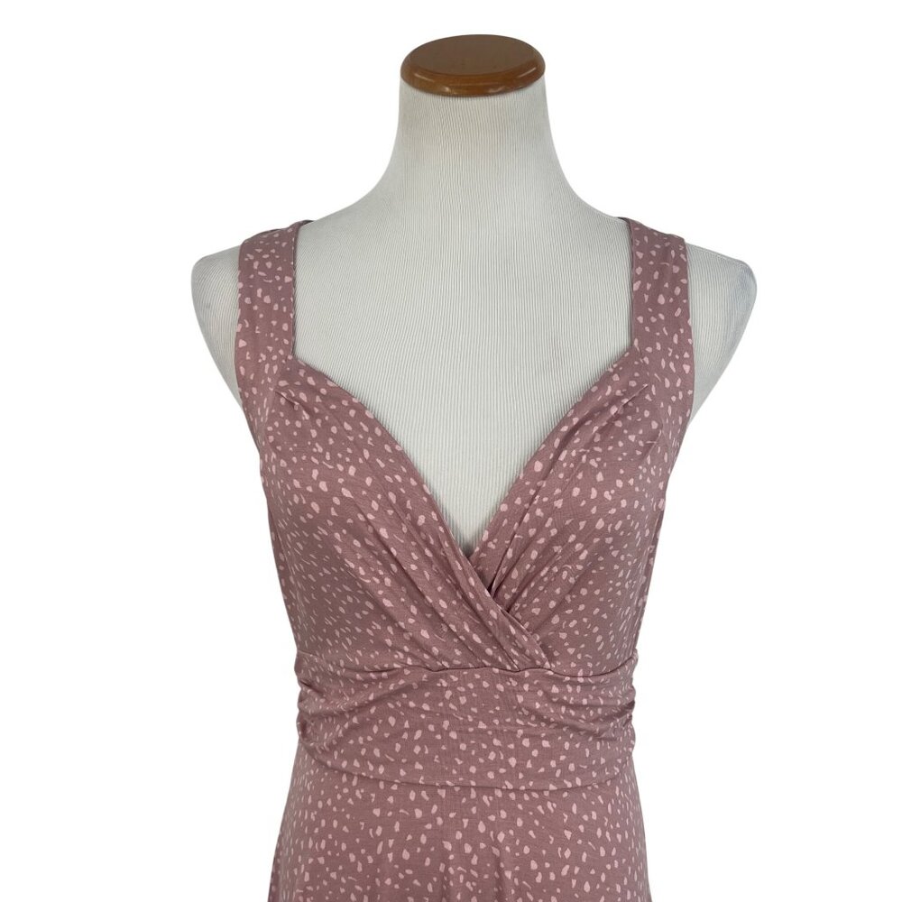 NWT Lascana Pink Sleeveless Ruched Printed Casual Soft Stretchy Flowy Mini Dress - Picture 2 of 16